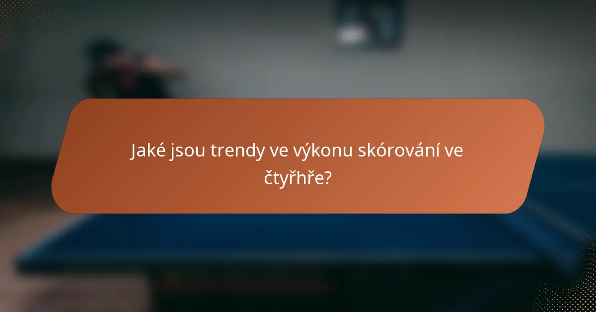 Jaké jsou trendy ve výkonu skórování ve čtyřhře?